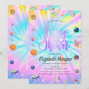 Einladung zur Baby-Party Outer Space Tie Dye