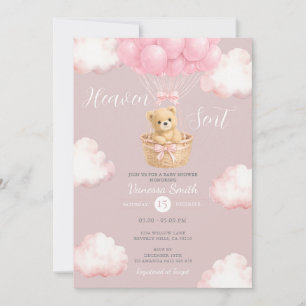 Einladung zur Baby-Party 'Pink Bear Heaven Sent Ba