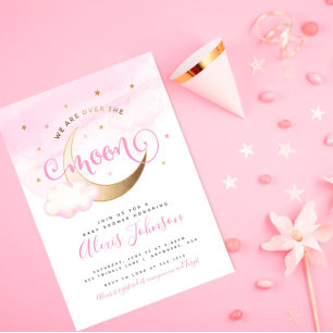 Einladung zur Baby-Party "Über den Mond"