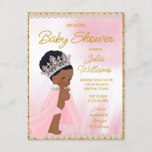 Einladung zur Baby Shower der schwarzen Prinzessin Postkarte