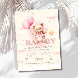 Einladung zur Baby Shower für Mädchen, Teddybär-Ba