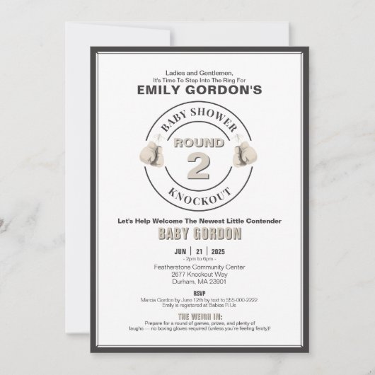 Einladung zur Baby Shower Knockout (Vorderseite)