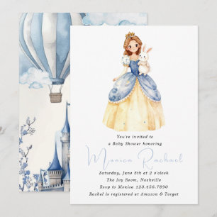 Einladung zur Baby Shower mit Prinzessinnen-Kutsch