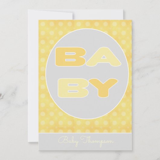 Einladung zur Baby Text Duwer (gelb) (Vorderseite)