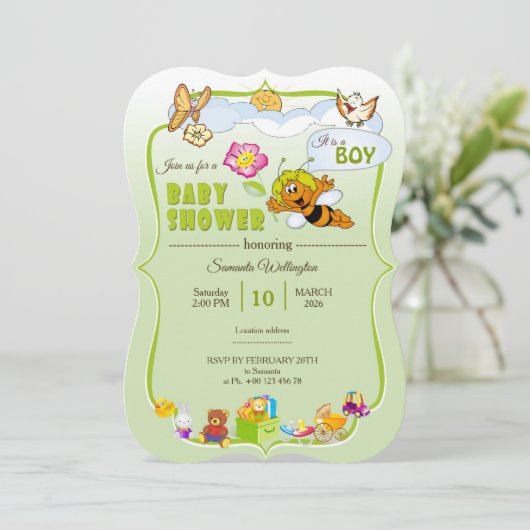 Einladung zur Babydusche (Stehend Vorderseite)