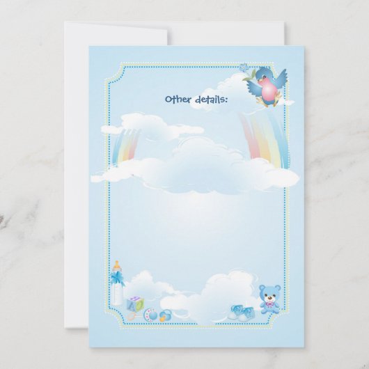 Einladung zur Babydusche, ein Junge (Rückseite)