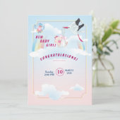 Einladung zur Babydusche, es ist ein Mädchen (Stehend Vorderseite)