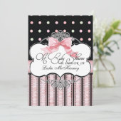 Einladung zur Babydusche - Französischer Bow Dot S (Stehend Vorderseite)