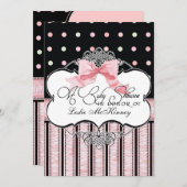 Einladung zur Babydusche - Französischer Bow Dot S (Vorne/Hinten)