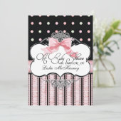 Einladung zur Babydusche - Französischer Bow Dot S (Stehend Vorderseite)