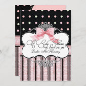 Einladung zur Babydusche - Französischer Bow Dot S (Vorne/Hinten)