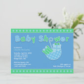 Einladung zur Babydusche Green Blue Flat (Stehend Vorderseite)