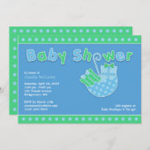 Einladung zur Babydusche Green Blue Flat (Vorne/Hinten)