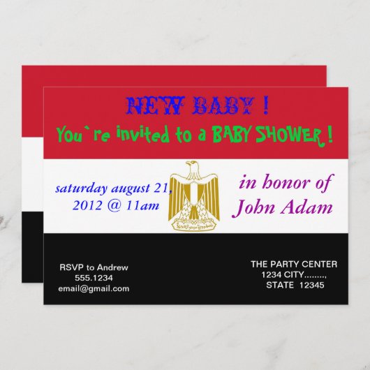 Einladung zur Babydusche mit ägyptischer Flagge (Vorne/Hinten)