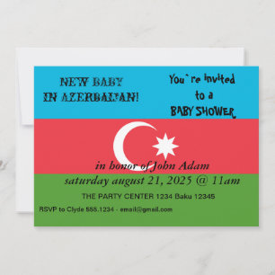 Einladung zur Babydusche mit der Flagge Aserbaidsc