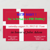 Einladung zur Babydusche mit der Flagge Dänemarks (Vorne/Hinten)