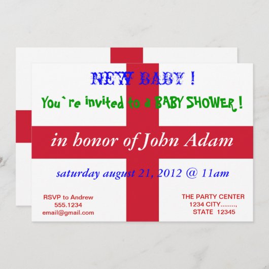 Einladung zur Babydusche mit der Flagge Englands (Vorne/Hinten)