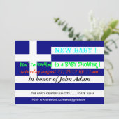 Einladung zur Babydusche mit der Flagge Griechenla (Stehend Vorderseite)