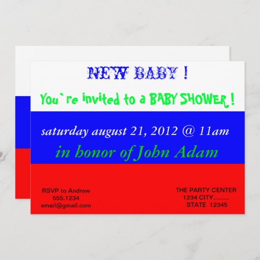 Einladung zur Babydusche mit der Flagge Russlands (Vorne/Hinten)