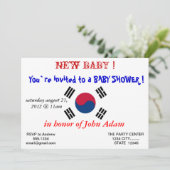 Einladung zur Babydusche mit der Flagge Südkoreas (Stehend Vorderseite)