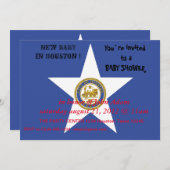 Einladung zur Babydusche mit Fahne von Houston (Vorne/Hinten)