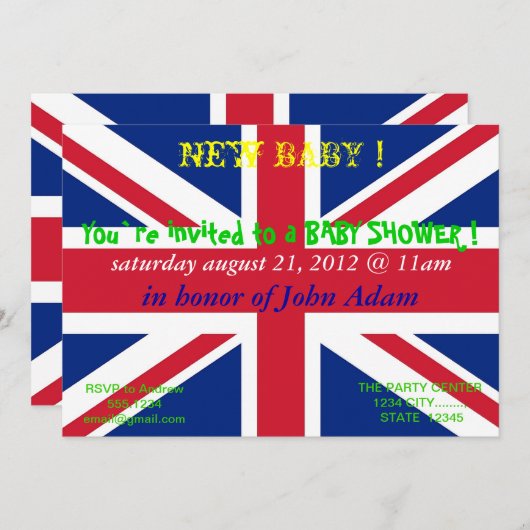 Einladung zur Babydusche mit Flagge des Vereinigte (Vorne/Hinten)