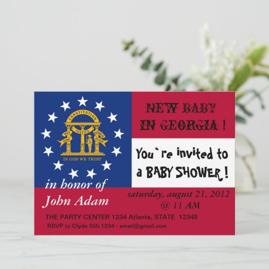 Einladung zur Babydusche mit georgischer Flagge (Stehend Vorderseite)