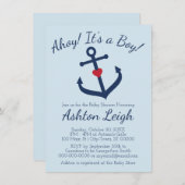 Einladung zur Babydusche mit Nautikthema BLAU (Vorne/Hinten)