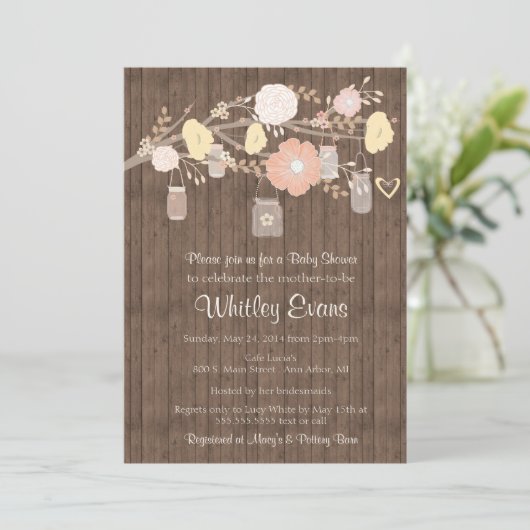 Einladung zur Babydusche, rustikale Blumenkästen (Stehend Vorderseite)