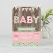 Einladung zur Babydusche, Shabby Chic Babydusche (Stehend Vorderseite)