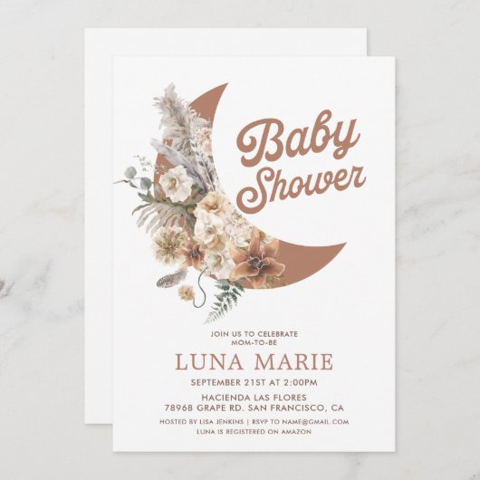 Einladung zur Babydusche von Boho Gender Neutral M (Vorne/Hinten)