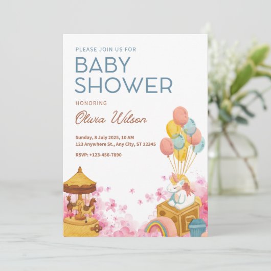 Einladung zur Babyparty (Stehend Vorderseite)