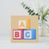 Einladung zur Babyparty - Alphabetwürfel (Stehend Vorderseite)