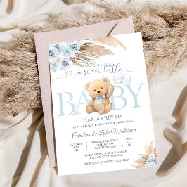 Einladung zur Babyparty - Blauer Teddybär