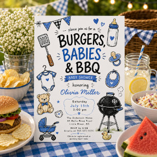 Einladung zur Babyparty 'Burgers, Babies & BBQ'