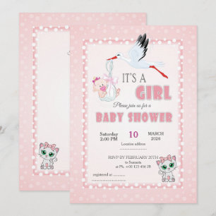 Einladung zur Babyparty, es ist ein Mädchen