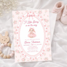 Einladung zur Babyparty für kleines Häschen Floral