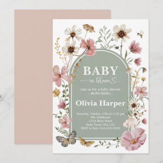 Einladung zur Babyparty für Mädchen 'Baby in Bloom