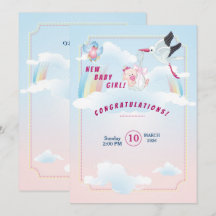 Einladung zur Babyparty für Mädchen mit einem lust