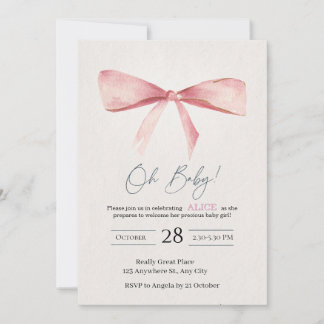 Einladung zur Babyparty für Mädchen mit rosa Schle