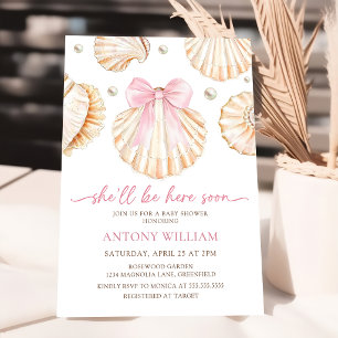 Einladung zur Babyparty für Mädchen mit rosa Schle