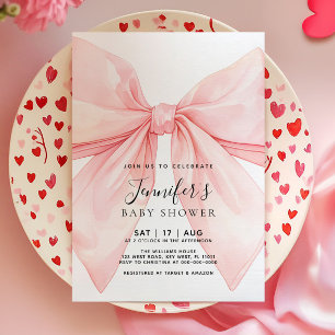 Einladung zur Babyparty für Mädchen mit rosa Schle