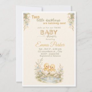 Einladung zur Babyparty für Zwillinge mit Entenkük