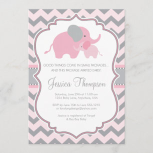 Einladung zur Babyparty Little Peanut Elephant