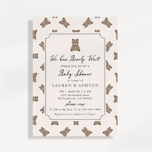 Einladung zur Babyparty mit altem Teddybären und G