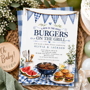 Einladung zur Babyparty mit Burgern auf dem Grill
