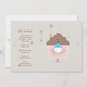 Einladung zur Babyparty mit Cupcake für Mama und B