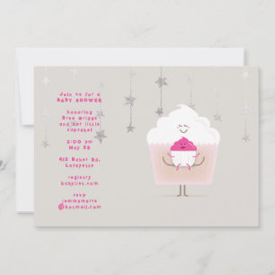 Einladung zur Babyparty mit Cupcake für Mama und B