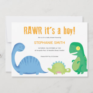 Einladung zur Babyparty mit Dinosaurier-Thema für