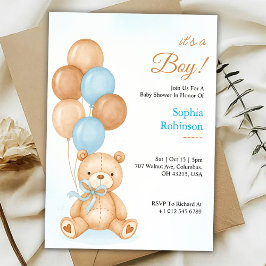 Einladung zur Babyparty mit einem süßen Teddybär 